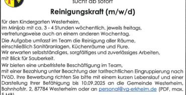 Stellenanzeige der Gemeinde Westerheim